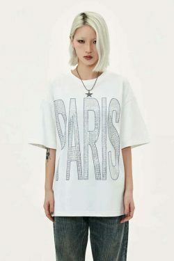 Coquette Aesthetic Rhinestone Slogan Tee - Y2K Fashion Statement for Women