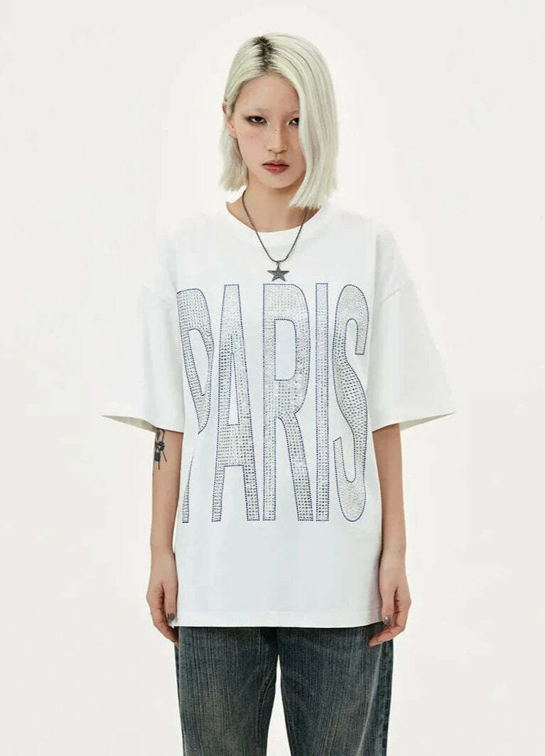 Coquette Aesthetic Rhinestone Slogan Tee - Y2K Fashion Statement for Women Coquette Aesthetic Rhinestone Slogan Tee - Y2K Fashion Statement for Women