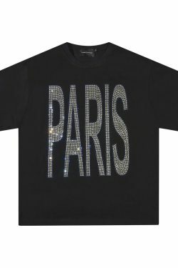 Coquette Aesthetic Rhinestone Slogan Tee - Y2K Fashion Statement for Women