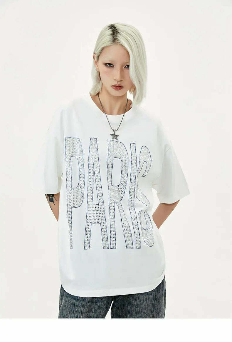 Coquette Aesthetic Rhinestone Slogan Tee - Y2K Fashion Statement for Women Coquette Aesthetic Rhinestone Slogan Tee - Y2K Fashion Statement for Women