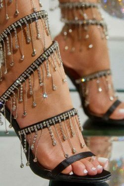 Coquette Aesthetic Rhinestone Snake High-Heeled Sandals