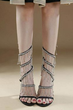 Coquette Aesthetic Rhinestone Snake High-Heeled Sandals