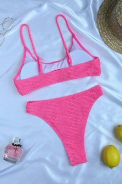 Coquette Aesthetic Rib Bikini Push Up Set - Y2K Fashion for Women