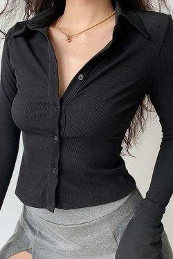 Coquette Aesthetic Ribbed-Knit Crop Top with Bell Sleeves