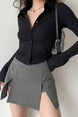 Coquette Aesthetic Ribbed-Knit Crop Top with Bell Sleeves