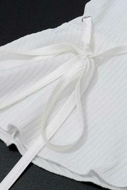 Coquette Aesthetic Ribbed Bow Lace-Up Flare Long Sleeve Knit