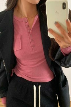 Coquette Aesthetic Ribbed Knit Slim Long Sleeve Top