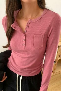 Coquette Aesthetic Ribbed Knit Slim Long Sleeve Top
