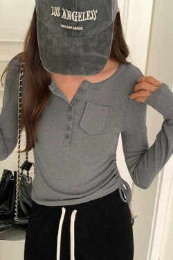 Coquette Aesthetic Ribbed Knit Slim Long Sleeve Top