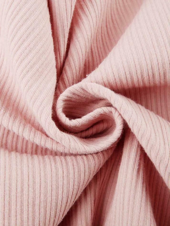 Coquette Aesthetic Ribbed Lace Trim Splice Slim Long Sleeve Knit Sweater