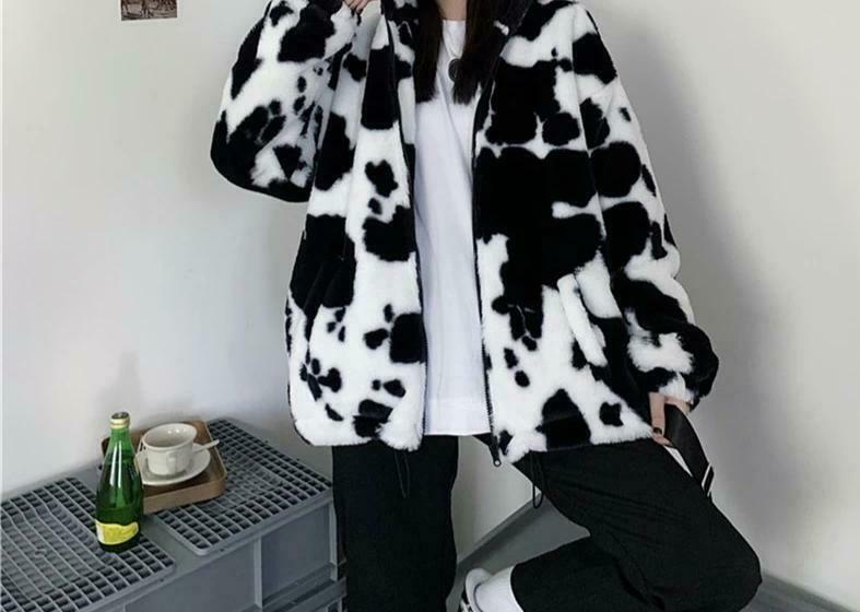 Coquette Aesthetic Rorschach Sherpa Zip Up Jacket - Y2K Fashion Women's Grunge Style Outfit Coquette Aesthetic Rorschach Sherpa Zip Up Jacket - Y2K Fashion Women's Grunge Style Outfit