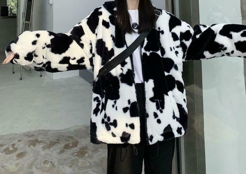 Coquette Aesthetic Rorschach Sherpa Zip Up Jacket - Y2K Fashion Women's Grunge Style Outfit Coquette Aesthetic Rorschach Sherpa Zip Up Jacket - Y2K Fashion Women's Grunge Style Outfit