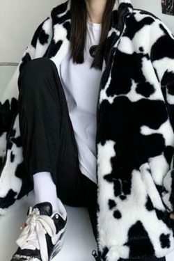 Coquette Aesthetic Rorschach Sherpa Zip Up Jacket - Y2K Fashion Women's Grunge Style Outfit