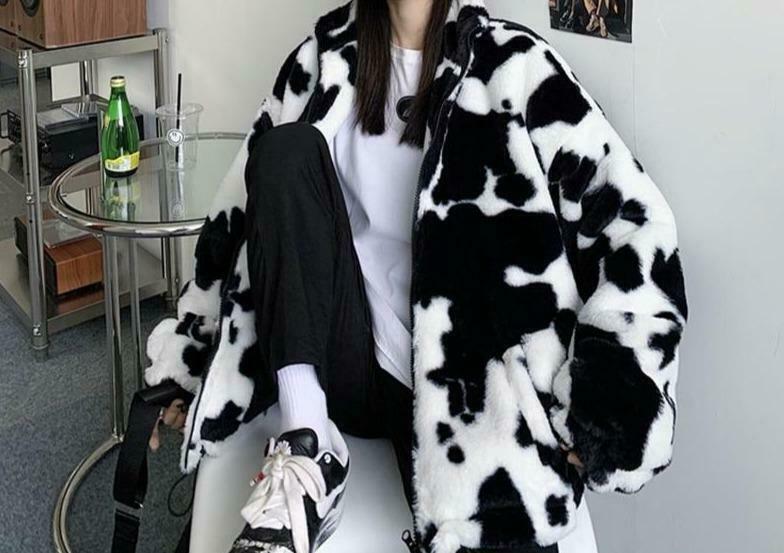 Coquette Aesthetic Rorschach Sherpa Zip Up Jacket - Y2K Fashion Women's Grunge Style Outfit Coquette Aesthetic Rorschach Sherpa Zip Up Jacket - Y2K Fashion Women's Grunge Style Outfit