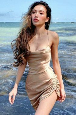 Coquette Aesthetic Ruched Satin Dress - Y2K Fashion Outfit for Women