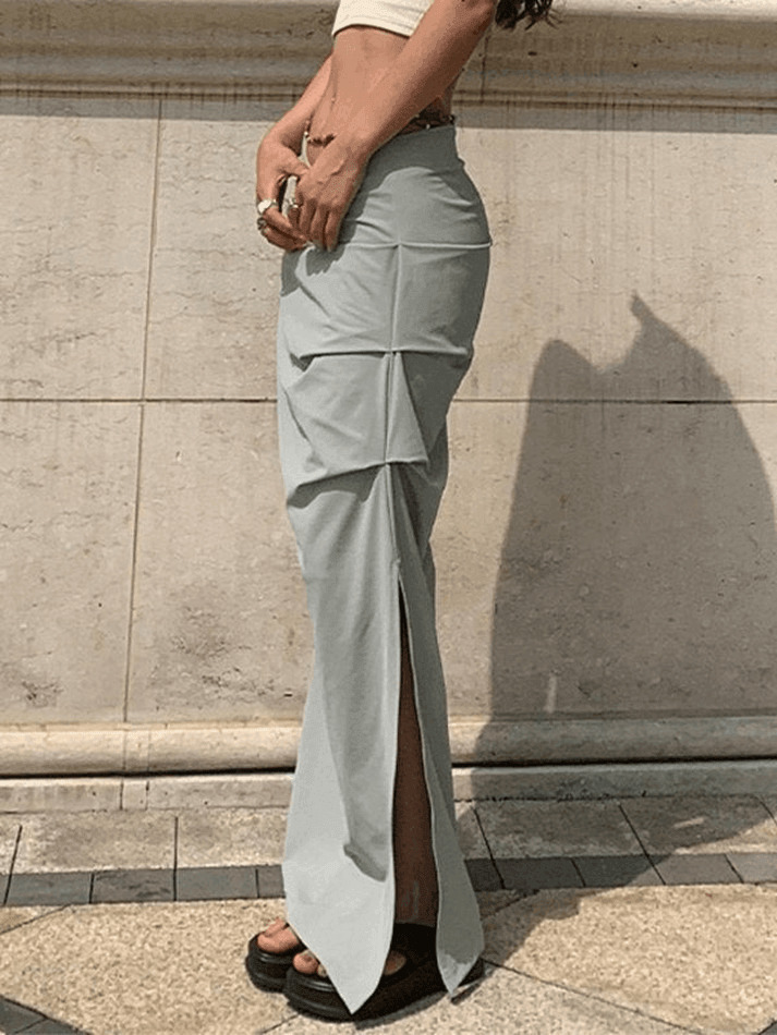 Coquette Aesthetic Ruched Split Y2K Cargo Skirt - Grunge Style Fashion Statement Coquette Aesthetic Ruched Split Y2K Cargo Skirt - Grunge Style Fashion Statement