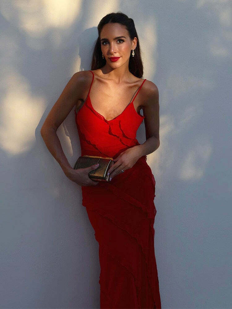 Coquette Aesthetic Ruffle Dress - Y2K Fashion Women's Clothing for Grunge and Pastel Goth Style