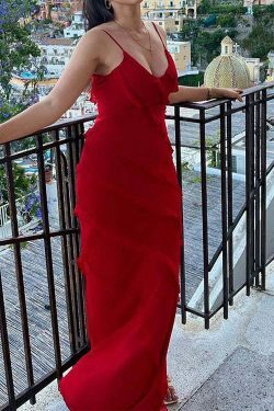 Coquette Aesthetic Ruffle Dress - Y2K Fashion Women's Clothing for Grunge and Pastel Goth Style