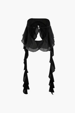 Coquette Aesthetic Ruffle Streamer Tube Top & Mini Skirt Set - Y2K Fashion Outfit