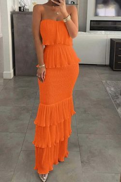 Coquette Aesthetic Ruffle Tiered Dress - Y2K Fashion Statement with Flirty Charm and Vintage Vibe