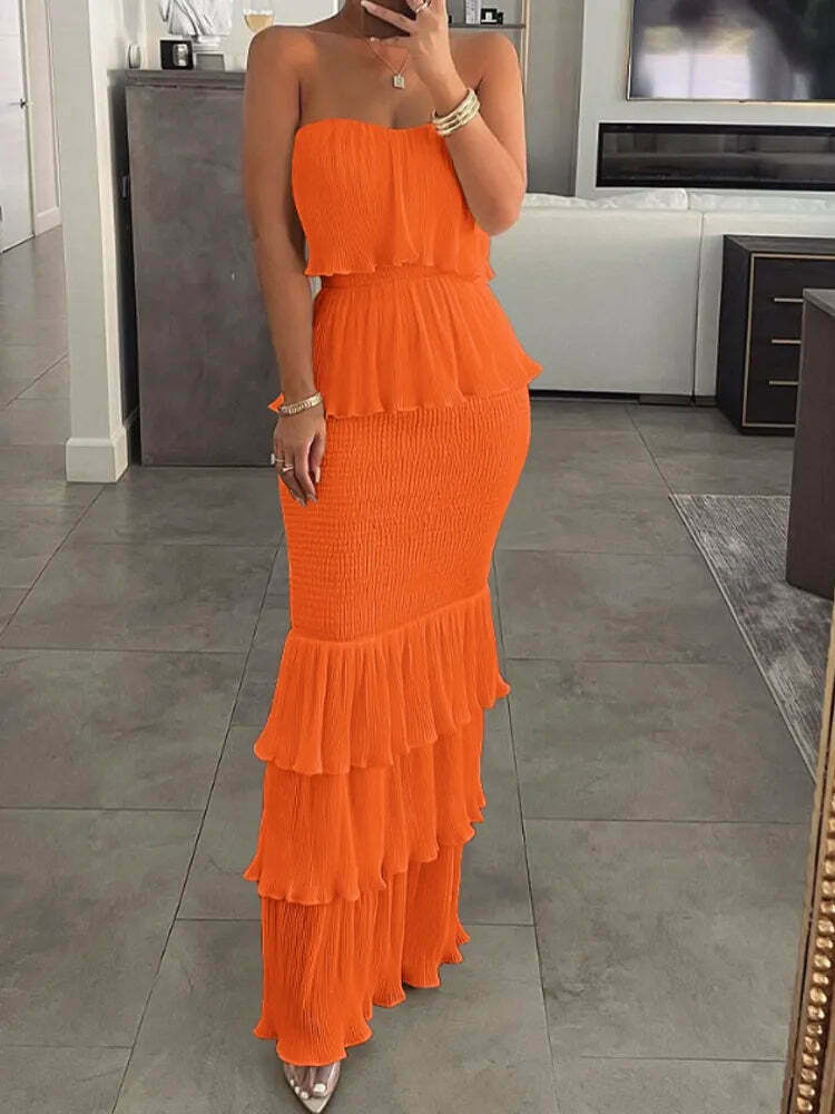 Coquette Aesthetic Ruffle Tiered Dress - Y2K Fashion Statement with Flirty Charm and Vintage Vibe Coquette Aesthetic Ruffle Tiered Dress - Y2K Fashion Statement with Flirty Charm and Vintage Vibe