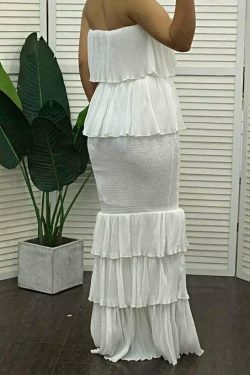 Coquette Aesthetic Ruffle Tiered Dress - Y2K Fashion Statement with Flirty Charm and Vintage Vibe