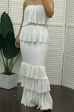 Coquette Aesthetic Ruffle Tiered Dress - Y2K Fashion Statement with Flirty Charm and Vintage Vibe