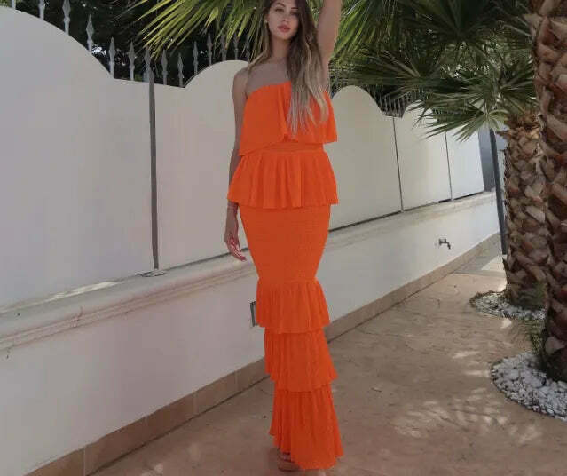 Coquette Aesthetic Ruffle Tiered Dress - Y2K Fashion Statement with Flirty Charm and Vintage Vibe Coquette Aesthetic Ruffle Tiered Dress - Y2K Fashion Statement with Flirty Charm and Vintage Vibe