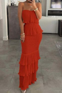 Coquette Aesthetic Ruffle Tiered Dress - Y2K Fashion Statement with Flirty Charm and Vintage Vibe