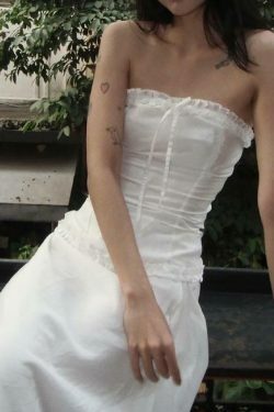 Coquette Aesthetic Ruffle Trim Bow Tube Top + Midi Skirt Set - Y2K Fashion Outfit