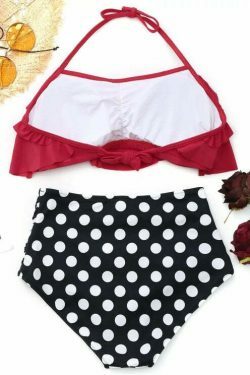 Coquette Aesthetic Ruffled Polka Dot High Waisted Bikini