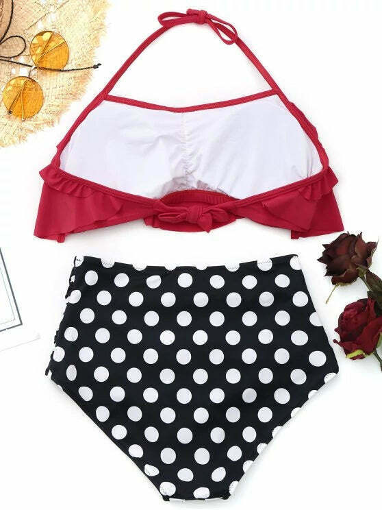 Coquette Aesthetic Ruffled Polka Dot High Waisted Bikini Coquette Aesthetic Ruffled Polka Dot High Waisted Bikini