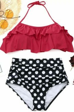 Coquette Aesthetic Ruffled Polka Dot High Waisted Bikini