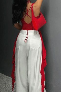 Coquette Aesthetic Ruffled Streamers Cami Top - Y2K Fashion for Women