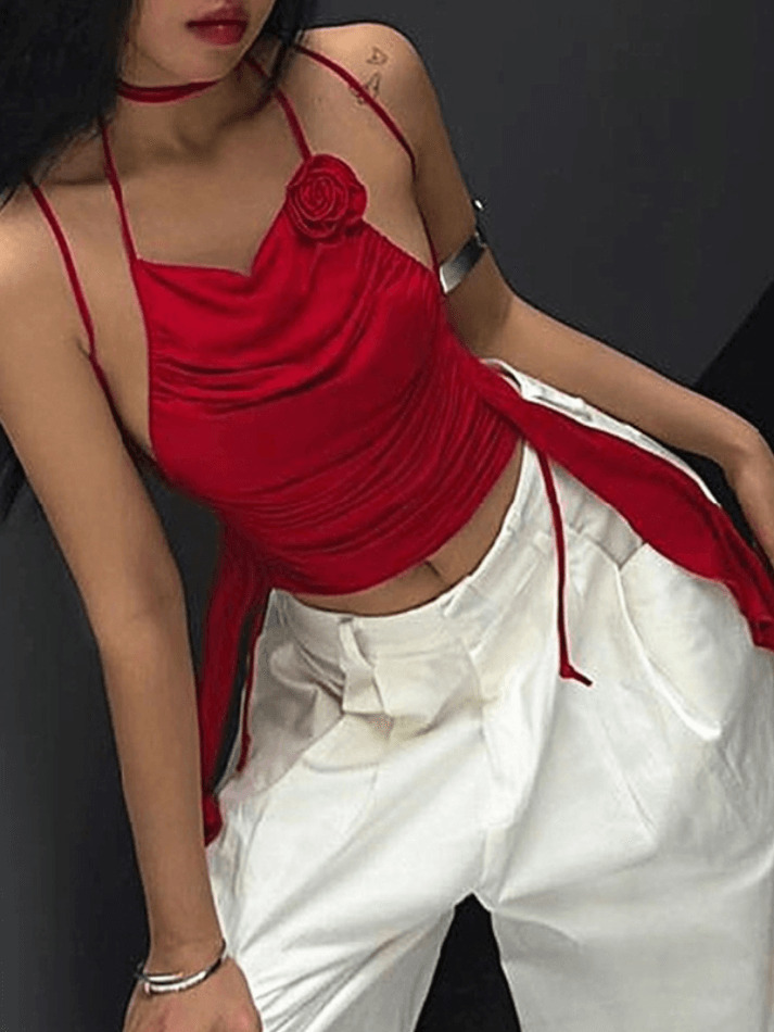 Coquette Aesthetic Ruffled Streamers Cami Top - Y2K Fashion for Women