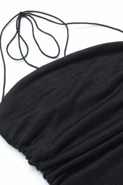 Coquette Aesthetic Ruffled Tassel Halter Mini Dress