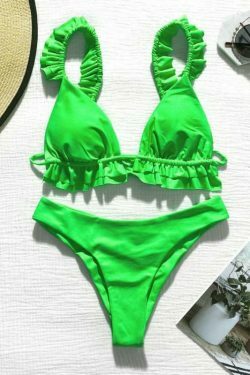 Coquette Aesthetic Ruffles Bathing Suit Push Up Swimsuit