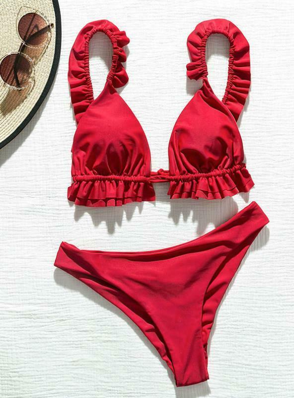 Coquette Aesthetic Ruffles Bathing Suit Push Up Swimsuit Coquette Aesthetic Ruffles Bathing Suit Push Up Swimsuit
