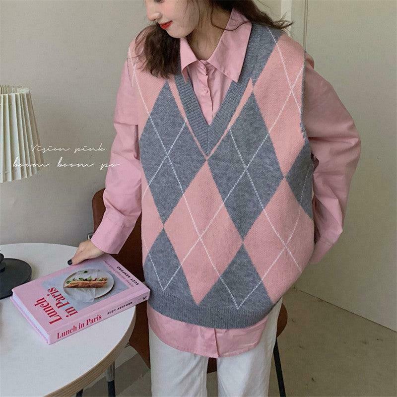 Coquette Aesthetic Runaway Oversized Sweater Vest in Y2K Fashion Style Coquette Aesthetic Runaway Oversized Sweater Vest in Y2K Fashion Style