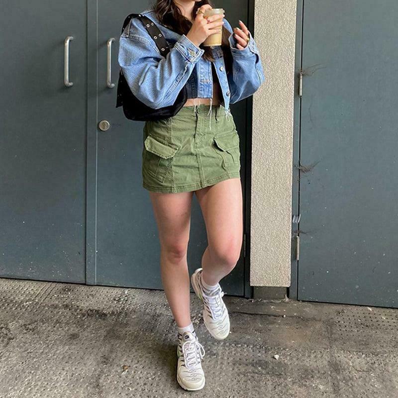 Coquette Aesthetic Ruth Y2K Cargo Skirt - Grunge & Pastel Goth Fusion Coquette Aesthetic Ruth Y2K Cargo Skirt - Grunge & Pastel Goth Fusion