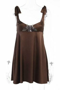 Coquette Aesthetic Satin Chain Dress with Cut-Out Detail - Y2K Fashion Statement Piece