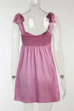 Coquette Aesthetic Satin Chain Dress with Cut-Out Detail - Y2K Fashion Statement Piece