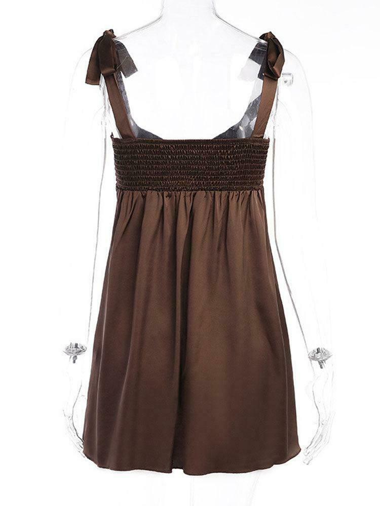 Coquette Aesthetic Satin Chain Dress with Cut-Out Detail - Y2K Fashion Statement Piece