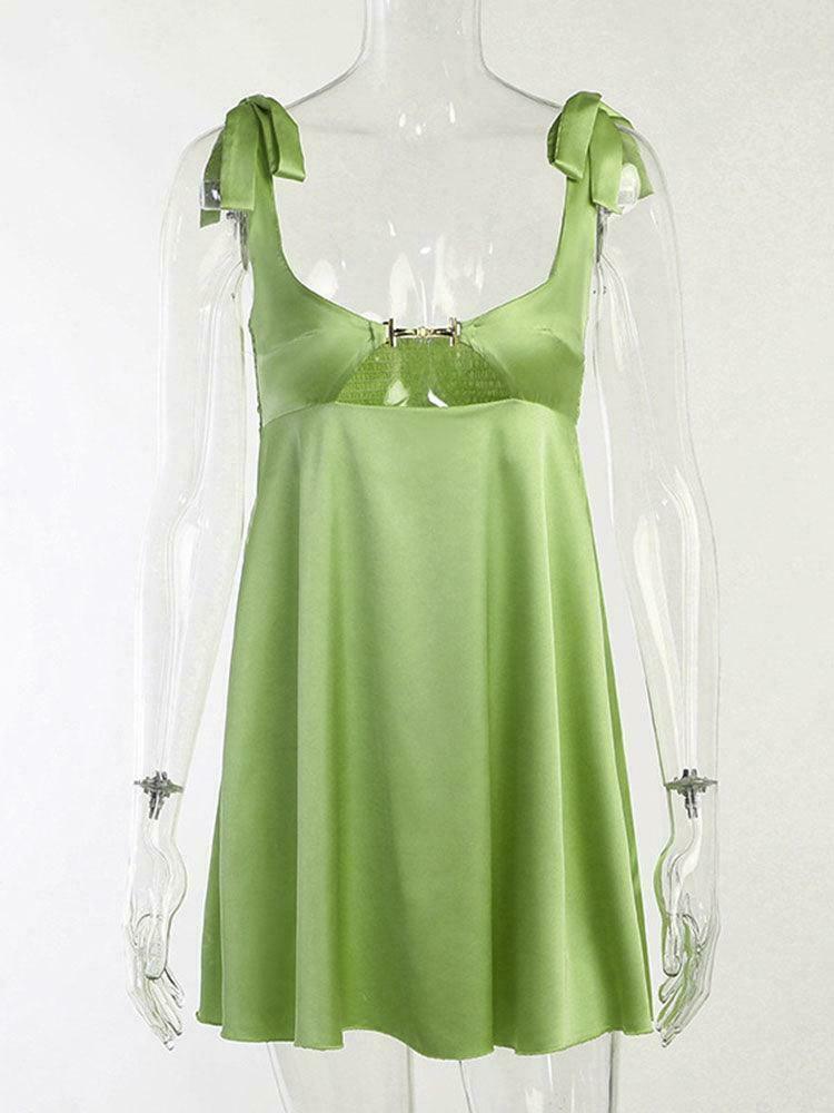 Coquette Aesthetic Satin Chain Dress with Cut-Out Detail - Y2K Fashion Statement Piece