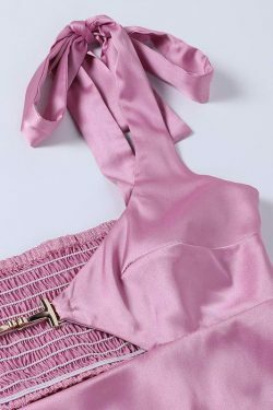 Coquette Aesthetic Satin Chain Dress with Cut-Out Detail - Y2K Fashion Statement Piece