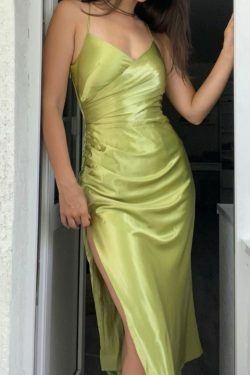 Coquette Aesthetic Satin Dress: Y2K Fashion with Grunge & Pastel Goth Vibes