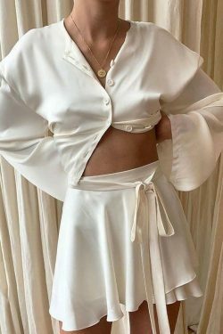 Coquette Aesthetic Satin Lace-Up Mini Skirt