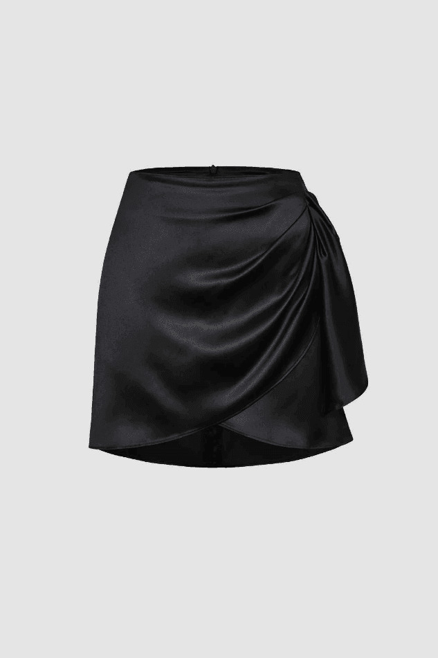 Coquette Aesthetic Satin Mini Skirt with Knot Detail Coquette Aesthetic Satin Mini Skirt with Knot Detail