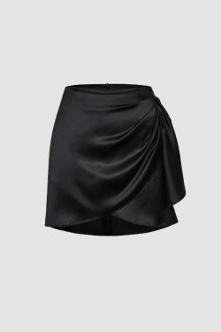 Coquette Aesthetic Satin Mini Skirt with Knot Detail