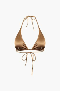 Coquette Aesthetic Satin Triangle Tie Side Bikini Set